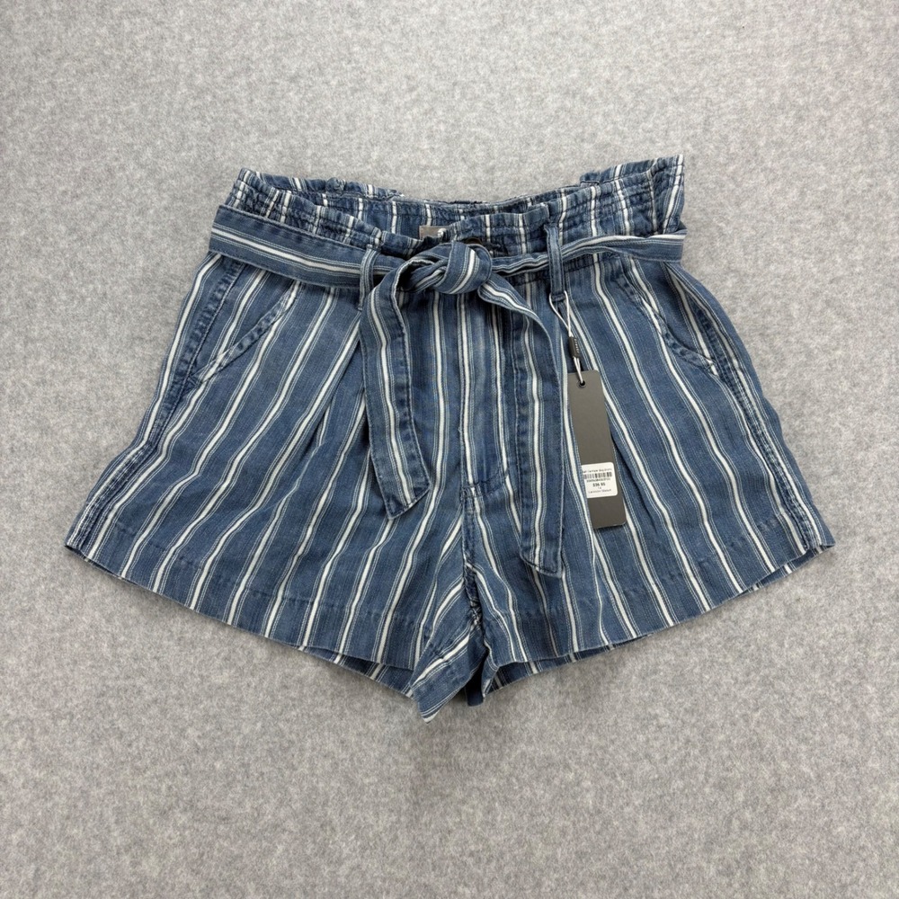 Tractr Paper Bag Shorts Girls 14 Blue Striped Tencel‎ Tie Waist Coastal Nautical